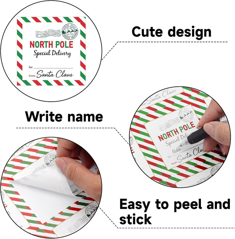 Alynta Christmas Gift Tags Stickers - 120Pcs from Santa Gift Tags Labels 2.5 Inch Personalized North Pole Stickers Holiday Sticker for Christmas Presents Envelope Seals Cards (Special Delivery) - Image 3